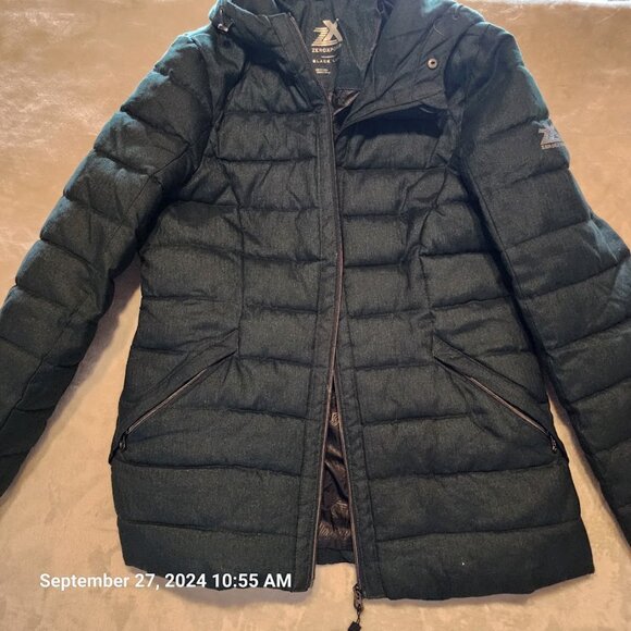 ZeroXposur Women Green Jacket Black Label Size Large Hooded Zip Pockets Lined - Picture 14 of 14